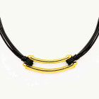 Collier Cuir Lien Rectangulaire d’or