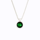 Short Necklace Round Green Pendant