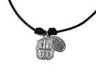 Collar cuero colgantes religiosos plata