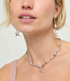 Collier Court Argenté Perles Pastel