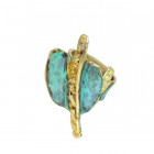 Dragonfly bronze ring turquoise patina