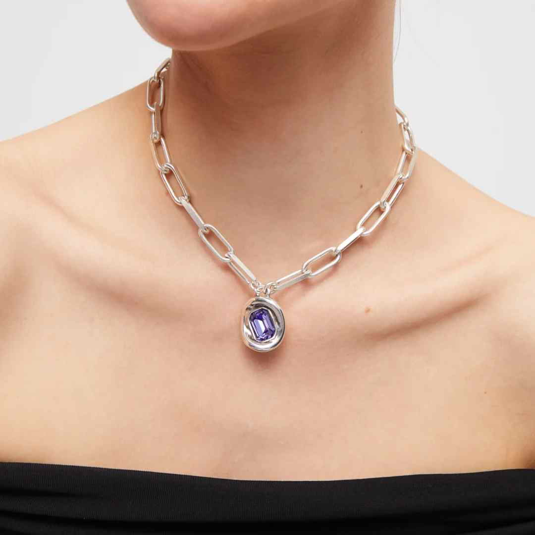Anker Gliederkette mit Lila Anhaenger